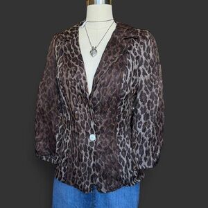 00s Dolce and Gabbana Silk Leopard Print Blazer